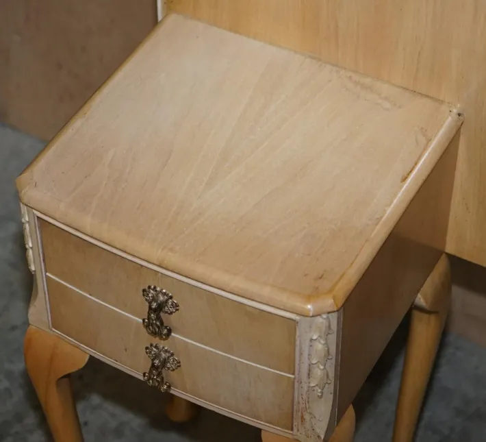Pamono Light Walnut Headboard with Bedside Tables, 1940s Discount