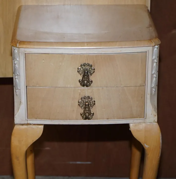 Pamono Light Walnut Headboard with Bedside Tables, 1940s Discount