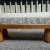 Pamono Light Wood Bench with Conical Legs and Grey Bouclé Fabric Sides, 2000s Outlet