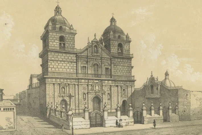 Pamono Lima Church of San Francisco and Church of San Pedro, 1865, Lithograph on Paper Sale