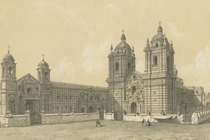 Pamono Lima Church of San Francisco and Church of San Pedro, 1865, Lithograph on Paper Sale