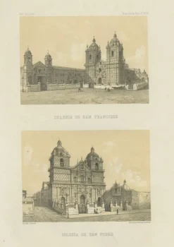 Pamono Lima Church of San Francisco and Church of San Pedro, 1865, Lithograph on Paper Sale
