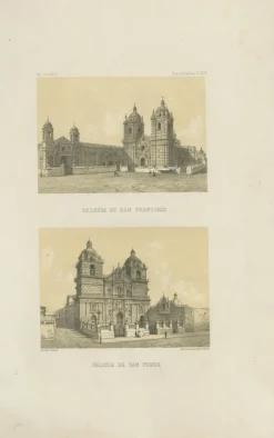 Pamono Lima Church of San Francisco and Church of San Pedro, 1865, Lithograph on Paper Sale