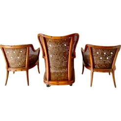 Pamono Living Room Set in Fake Bamboo and Rattan from Giorgetti Italia, 1970s, Set of 3 Outlet