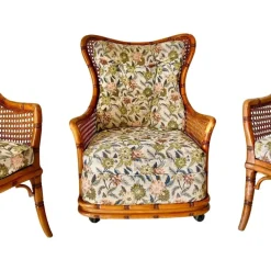 Pamono Living Room Set in Fake Bamboo and Rattan from Giorgetti Italia, 1970s, Set of 3 Outlet