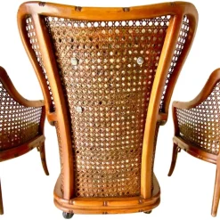 Pamono Living Room Set in Fake Bamboo and Rattan from Giorgetti Italia, 1970s, Set of 3 Outlet