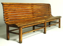 Pamono Long Indoor Railway Station Bench in Beech, 1930 Sale