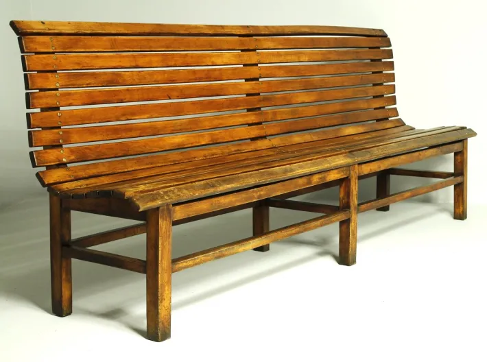 Pamono Long Indoor Railway Station Bench in Beech, 1930 Sale