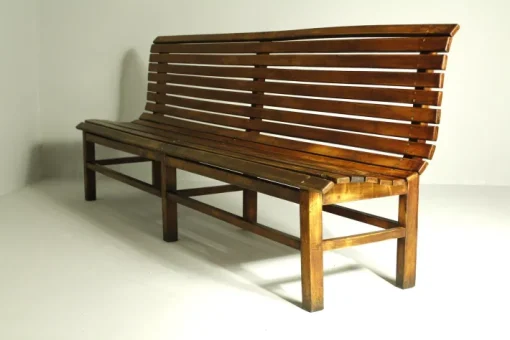 Pamono Long Indoor Railway Station Bench in Beech, 1930 Sale