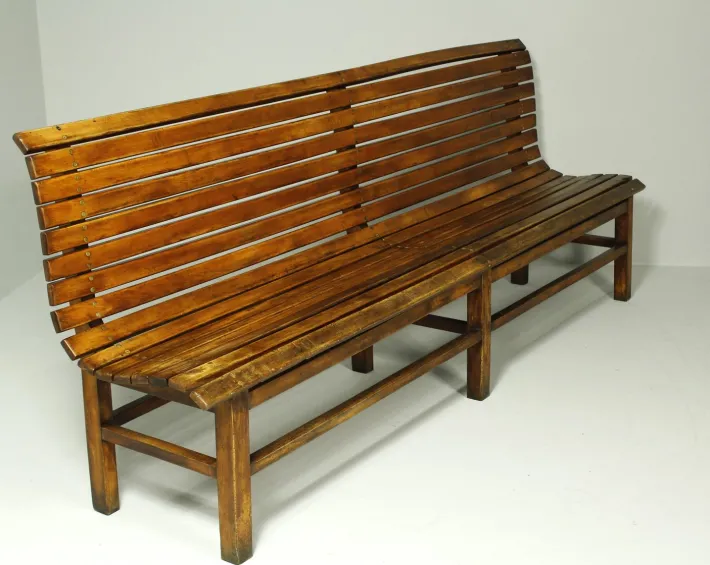 Pamono Long Indoor Railway Station Bench in Beech, 1930 Sale