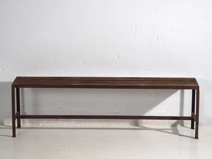 Pamono Long Metal Bench, 1920s Hot