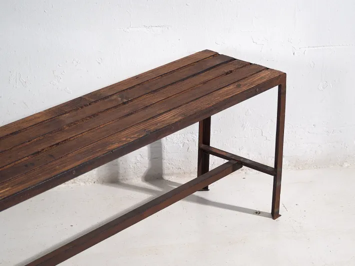 Pamono Long Metal Bench, 1920s Hot