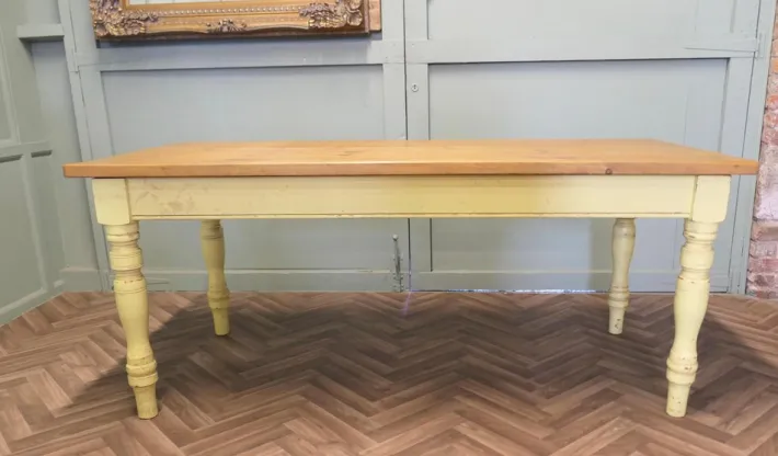 Pamono Long Pine Farmhouse Table, 1950s New
