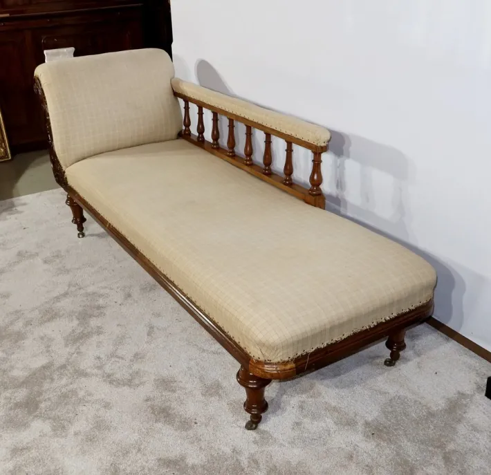 Pamono Long Victorian Mahogany Chaise Lounge, England, 19th Century New