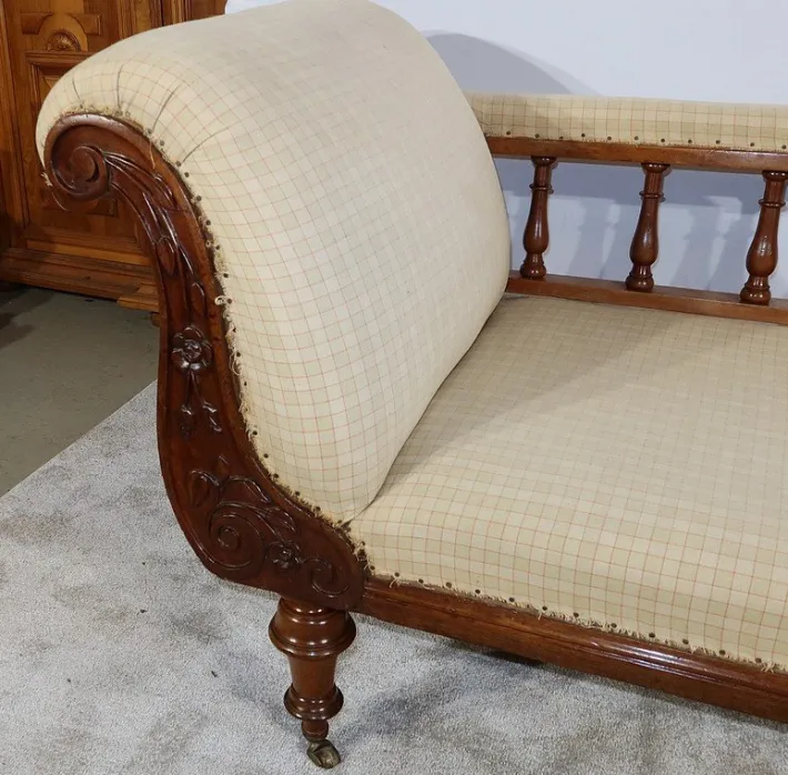 Pamono Long Victorian Mahogany Chaise Lounge, England, 19th Century New
