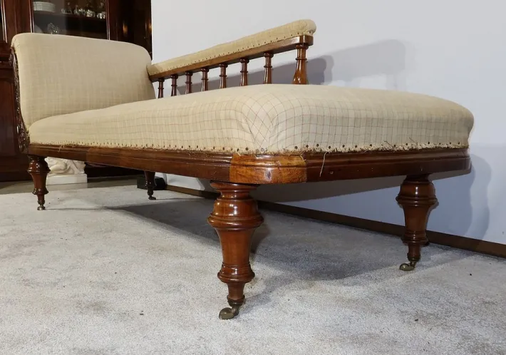 Pamono Long Victorian Mahogany Chaise Lounge, England, 19th Century New