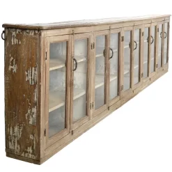 Pamono Long Wall Showcase to Hang in Wood and Zinc