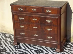 Pamono Louis Philippe Chest of Drawers in Walnut and Burl Walnut from Befos Best