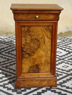 Pamono Louis Philippe Walnut and Burl Walnut Bedside Table Discount
