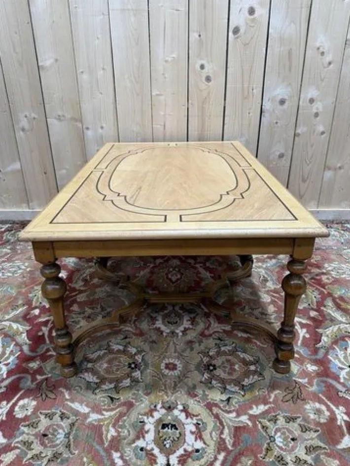 Pamono Louis XIII Style Coffee Table with Crisscross Pattern