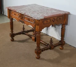 Pamono Louis XIII Style Game Table in Walnut and Marble, Early 20th Century Clearance