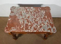 Pamono Louis XIII Style Game Table in Walnut and Marble, Early 20th Century Clearance