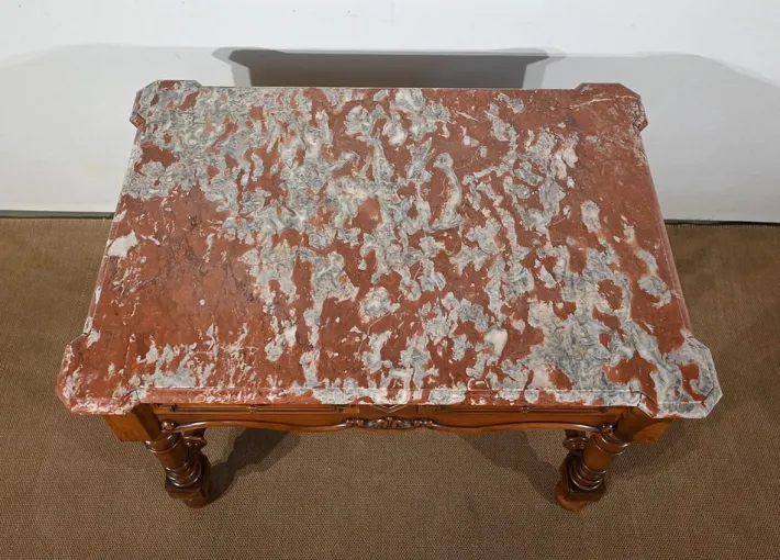 Pamono Louis XIII Style Game Table in Walnut and Marble, Early 20th Century Clearance