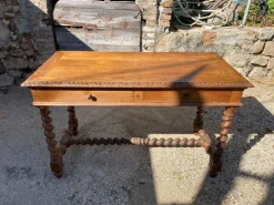 Pamono Louis XIII Style Oak 2-Drawer Desk with Twisted Legs Sale
