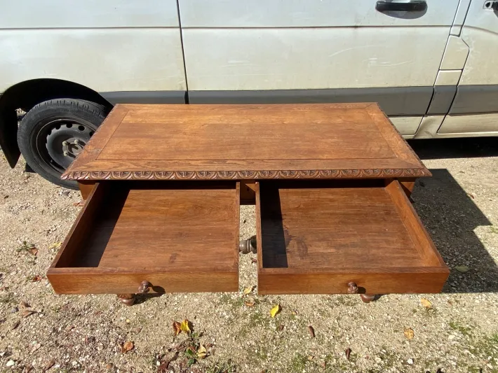 Pamono Louis XIII Style Oak 2-Drawer Desk with Twisted Legs Sale