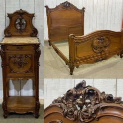 Pamono Louis XV Bedroom Set in Walnut, Early 20th Century, Set of 5 Hot