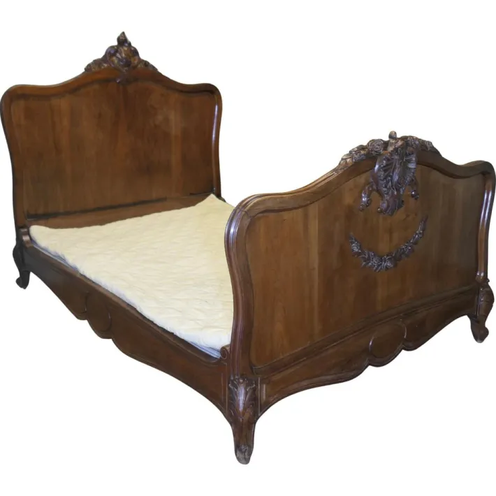 Pamono Louis XV French Golden Walnut Bed New
