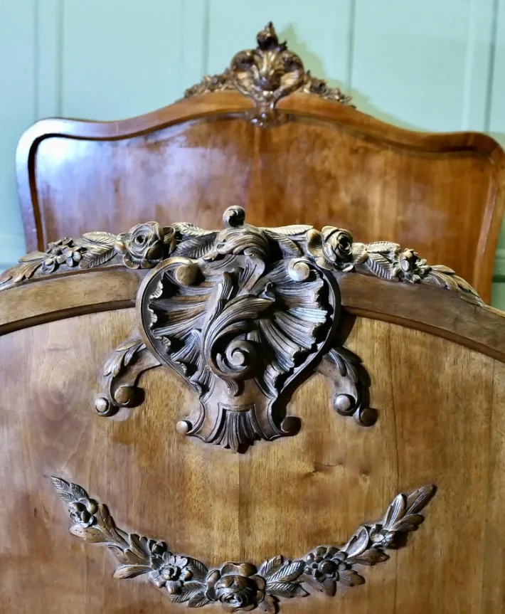 Pamono Louis XV French Golden Walnut Bed New