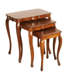 Pamono Louis XV French Nesting Tables in Walnut, 1930, Set of 3 Hot