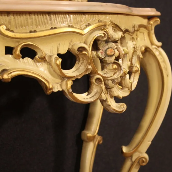 Pamono Louis XV Italian Console with Mirror, 1960s, Set of 2 Hot