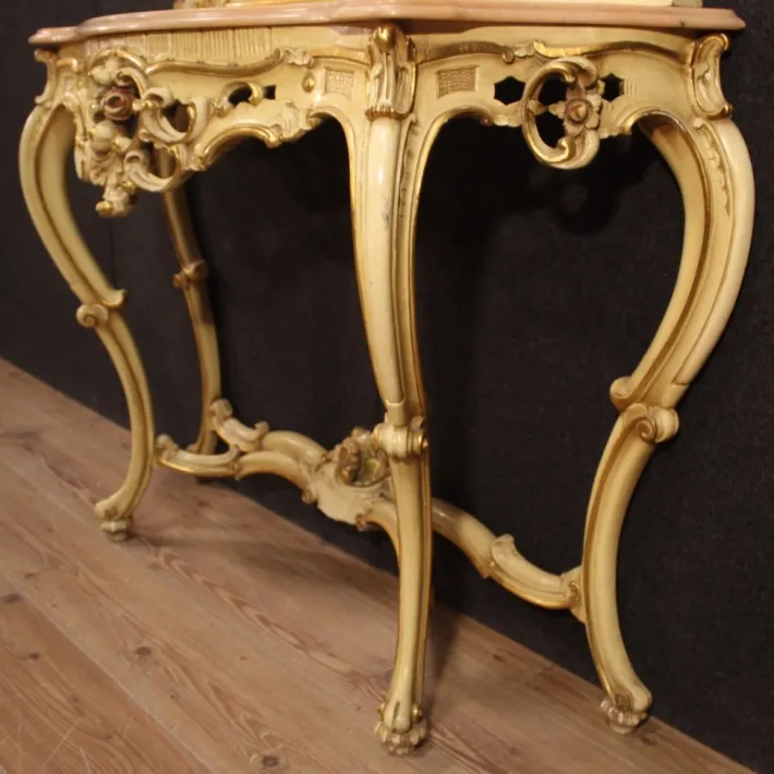 Pamono Louis XV Italian Console with Mirror, 1960s, Set of 2 Hot