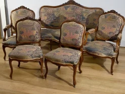 Pamono Louis XV Living Room Set in Walnut, 1920s, Set of 5 Sale
