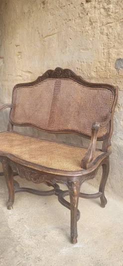 Pamono Louis XV Rattan Bench, 19th Century Best