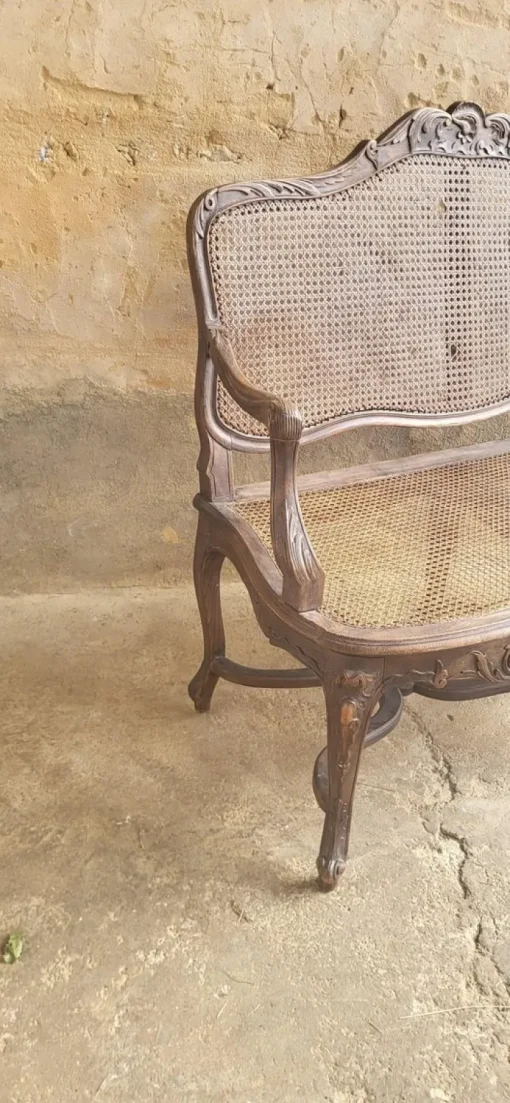 Pamono Louis XV Rattan Bench, 19th Century Best