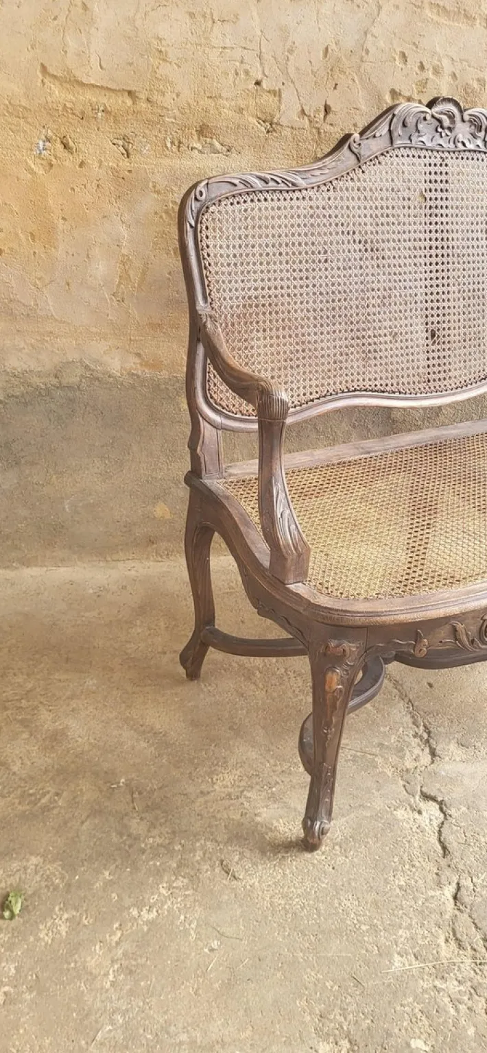 Pamono Louis XV Rattan Bench, 19th Century Best