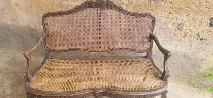 Pamono Louis XV Rattan Bench, 19th Century Best