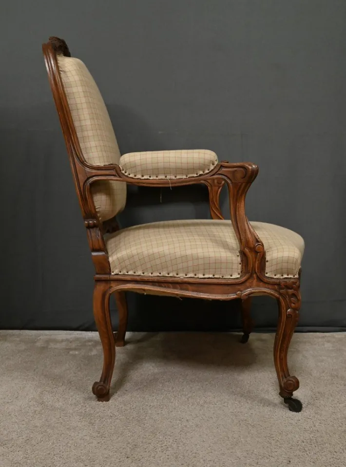 Pamono Louis XV Style Beechwood Armchair, Mid-19th Century Clearance