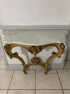 Pamono Louis XV Style Console in Gilded Wood, France, 19th Century