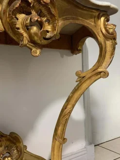 Pamono Louis XV Style Console in Gilded Wood, France, 19th Century