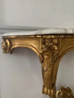 Pamono Louis XV Style Console in Gilded Wood, France, 19th Century