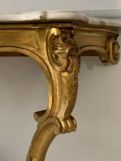 Pamono Louis XV Style Console in Gilded Wood, France, 19th Century