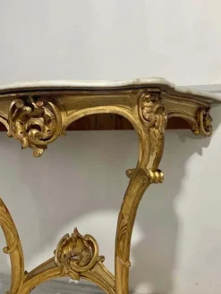 Pamono Louis XV Style Console in Gilded Wood, France, 19th Century