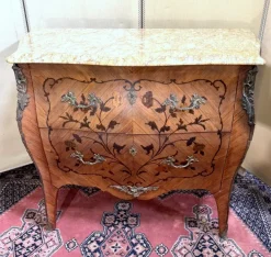 Pamono Louis XV Style Curved Ladies Chest of Drawers with Marquetry, 1890s Clearance