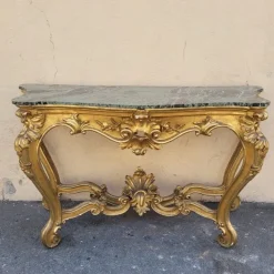 Pamono Louis XV Style Gilded Wood Console, 19th Century