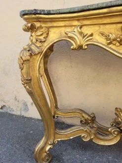 Pamono Louis XV Style Gilded Wood Console, 19th Century
