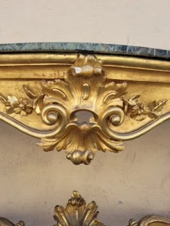 Pamono Louis XV Style Gilded Wood Console, 19th Century